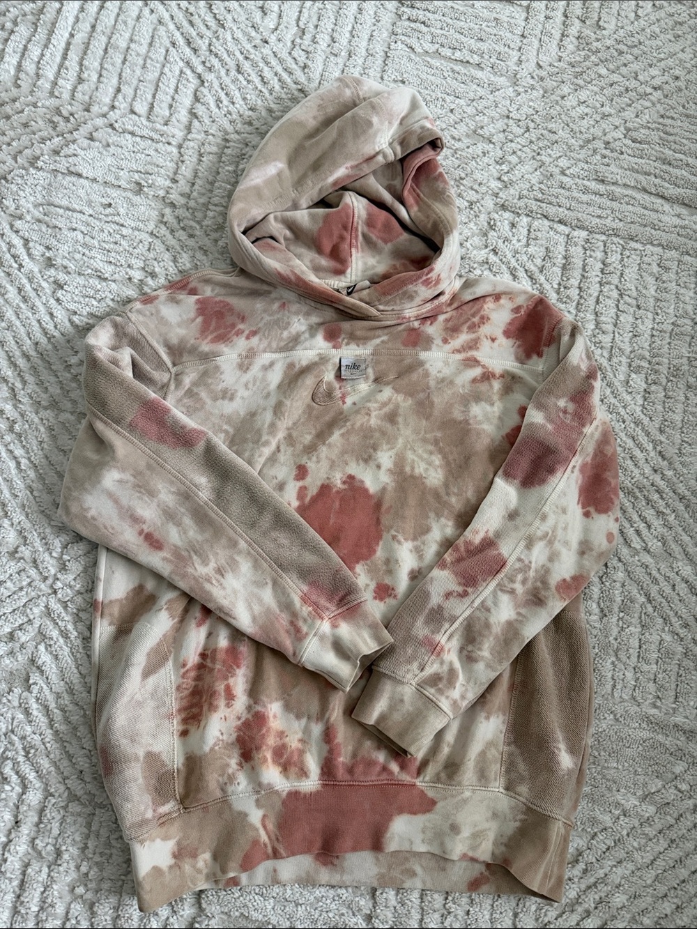 Nike Tie-Dye Oversized Seasonal Hoodie Sweatshirt in Pink and Cream